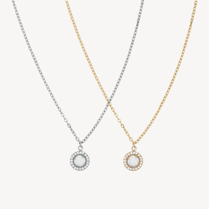 Collana PUNTO LUCE con Pendente Zircone Centrale e Strass