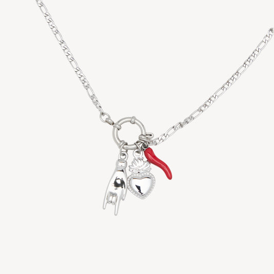 TRIO-FORTUNA Necklace with Horn, Heart and Horns