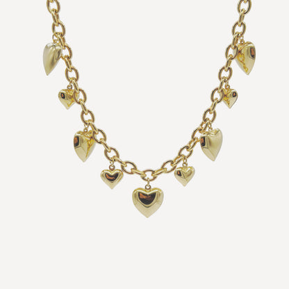 HEART Necklace with Rattle, Teddy and Zircon