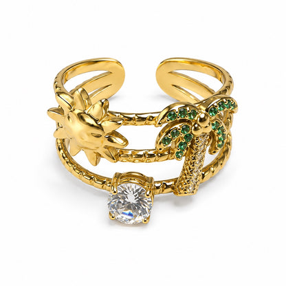 Anello PALMA con Zirconi - ORO