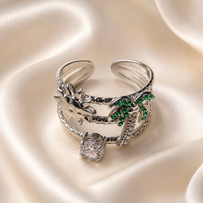 Anello PALMA con Zirconi - ARGENTO