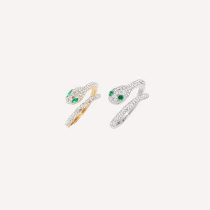 Anello SERPENTE Regolabile con Strass Luccicanti