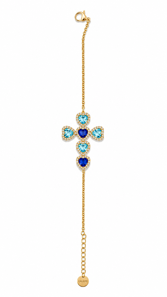 Bracciale CROCE PORTOFINO con Zirconi e Strass - BLUE