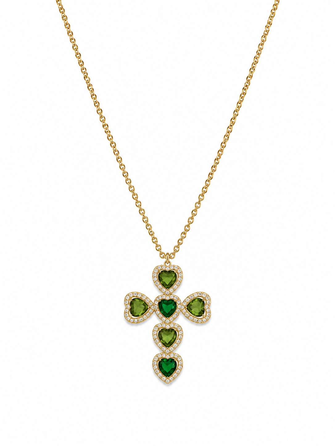 Collana CROCE PORTOFINO con Zirconi e Strass - VERDE
