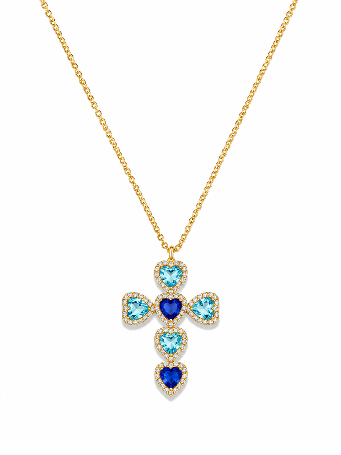 Collana CROCE PORTOFINO con Zirconi e Strass - BLUE