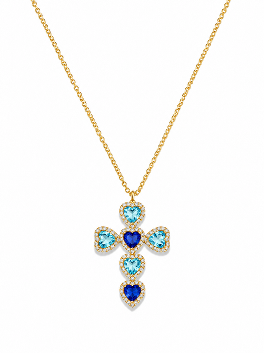 Collana CROCE PORTOFINO con Zirconi e Strass - BLUE