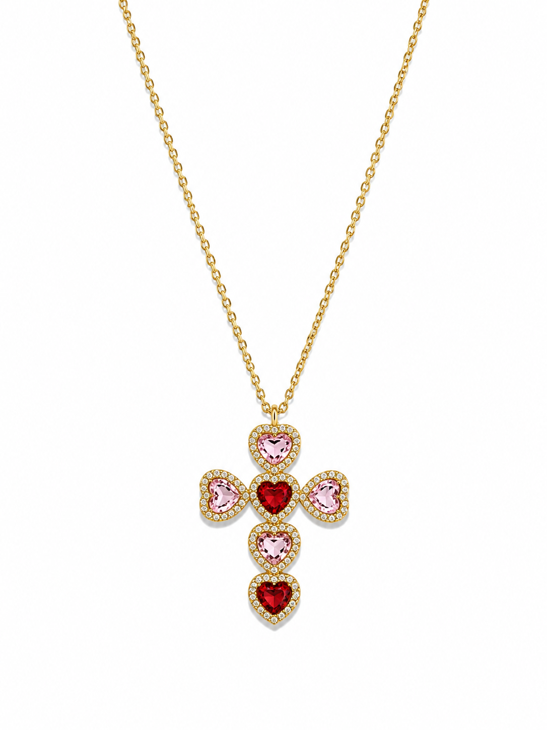 Collana CROCE PORTOFINO con Zirconi e Strass - ROSA