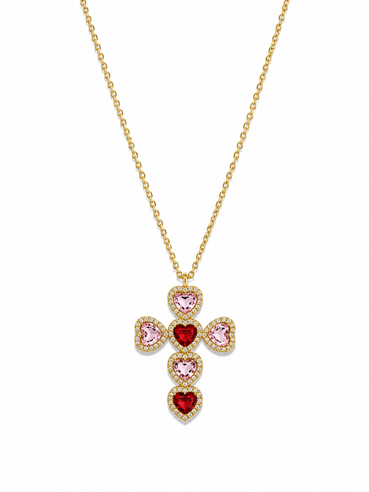 Collana CROCE PORTOFINO con Zirconi e Strass - ROSA
