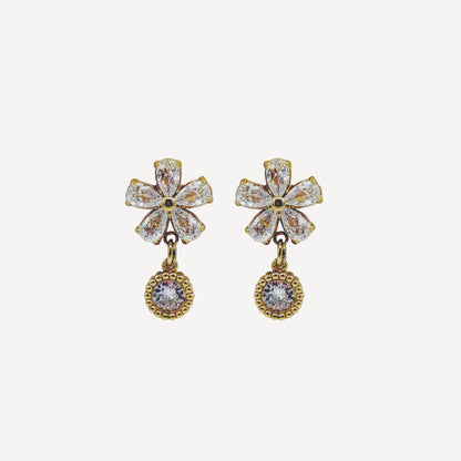 Orecchini FLOWER-ZIRCONI Regolabile con Fiore e Zirconi Splendenti