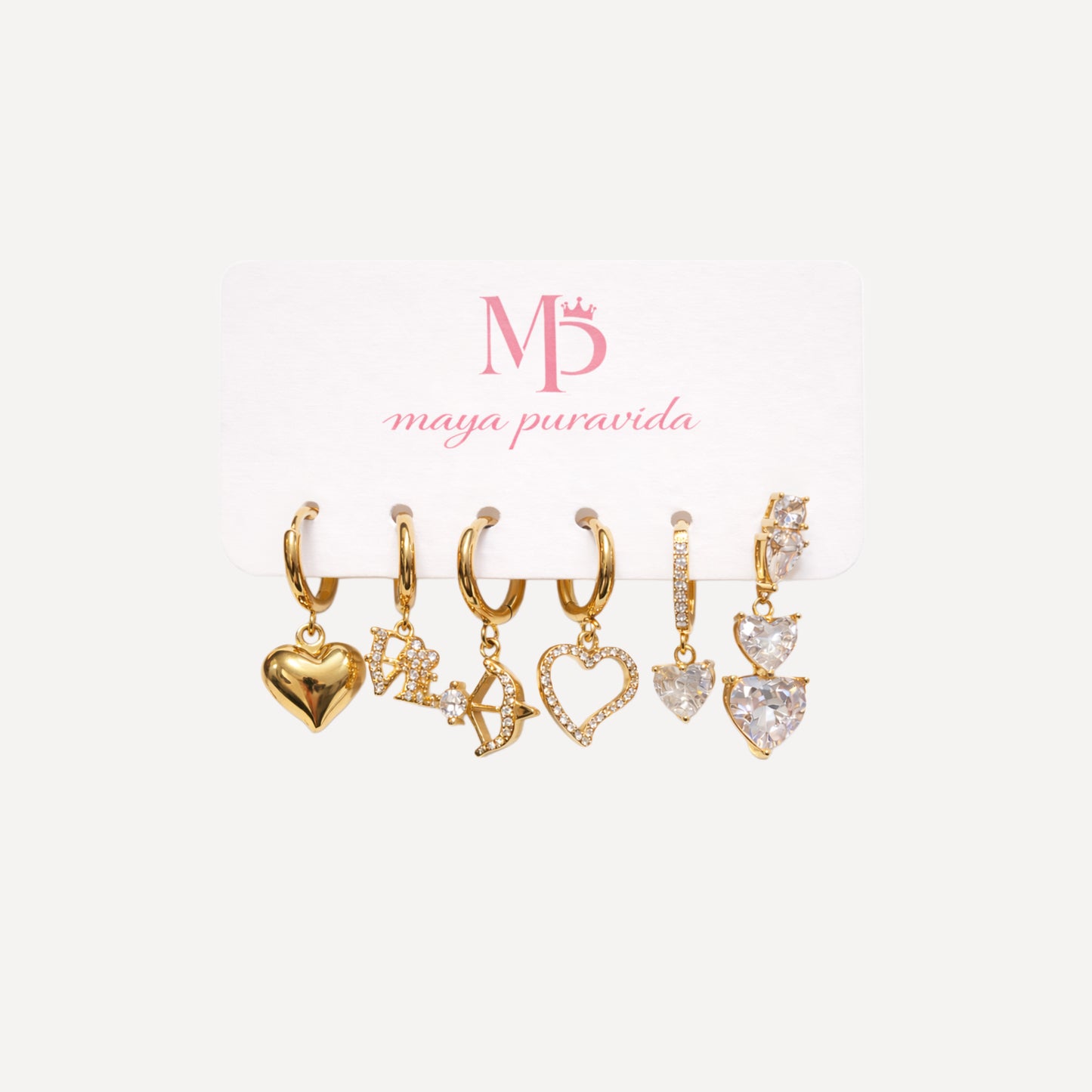 Orecchini SET-AMAMI 6 Pezzi con Fantasie e Zirconi - ORO