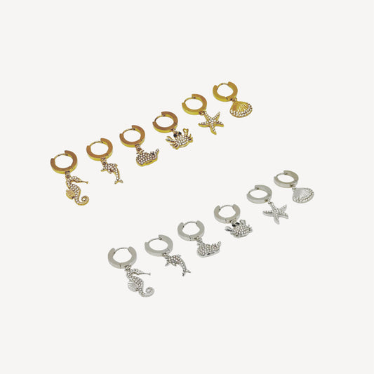 Orecchini SET OCEANO 6 Pezzi Fantasie Marittime e Zirconi