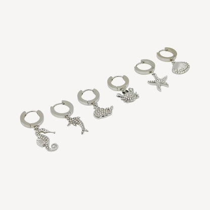 Orecchini SET OCEANO 6 Pezzi Fantasie Marittime e Zirconi