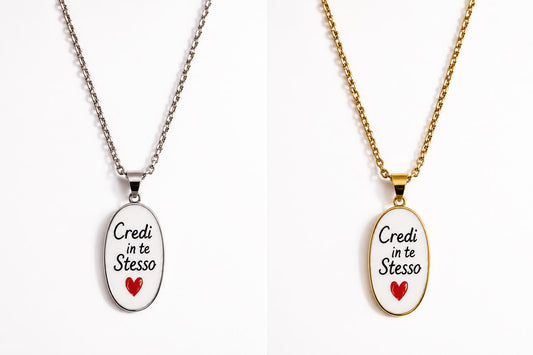 Collana “Credi in Te Stessa” con Cuore Rosso
